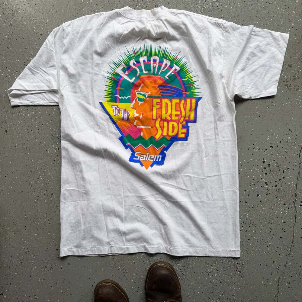 Vintage 1992 Salem Fresh Wrap Escape To The Fresh Side White T-Shirt XL